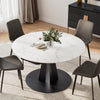 33"-53" Round Extending Dining Table with Black Base, Black/White - White