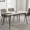 55.91" White Dining Table with Slate Tabletop, White - White