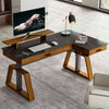 Ark Pro, 63x23 L Shaped Executive Slate Standing Desk with Two-Drawer - Black