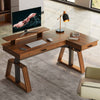 Ark L60, 63x23 L Shaped Executive Standing Desk with Two-Drawer - Walnut