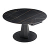 33"-53" Round Extending Dining Table with Black Base, Black/White - Black