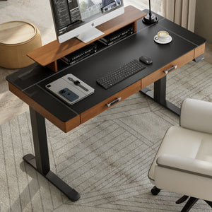 55x23 Standing Desk with Drawers, PU Leather Finish