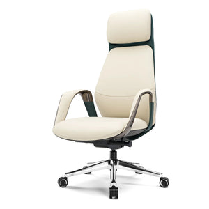 Eureka Ergonomic comfy high-end napa genuine leather executive office chair-Off-White