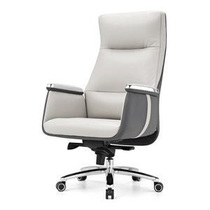 Eureka Ergonomic Royal II, comfy leather executive office chair with high back and lumbar support, Beige Gray, Executive Office