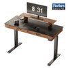 55x23 Standing Desk with Drawers, PU Leather Finish - Walnut