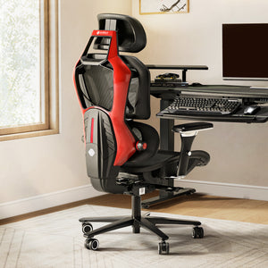 Eureka Ergonomic Typhon, Hybrid Ergonomic Gaming Chair, Red